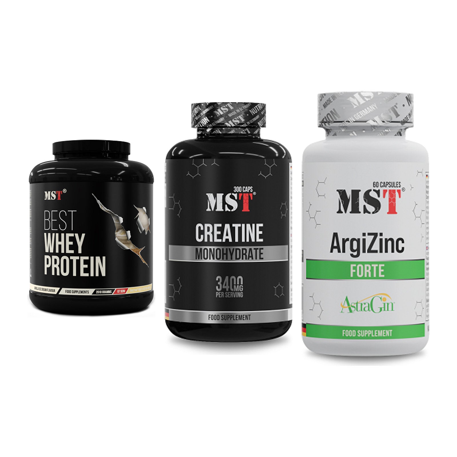 MST Marken-Trio: Best Whey + Creatine + ArgiZinc Forte – alle enthaltenen Artikel