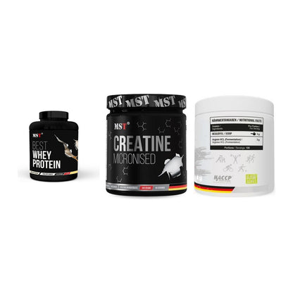 MST Marken-Trio: Best Whey + Creatin Monohyd + Arginine HCL – alle enthaltenen Artikel