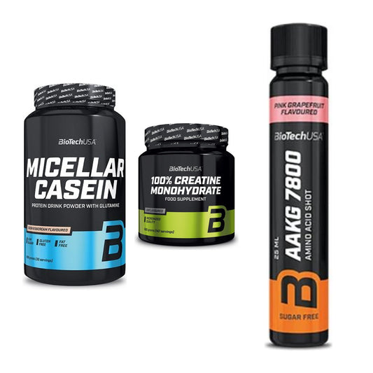 BioTech USA Marken-Trio: Micellar + Creatine + AAKG 7800 20 – alle enthaltenen Artikel