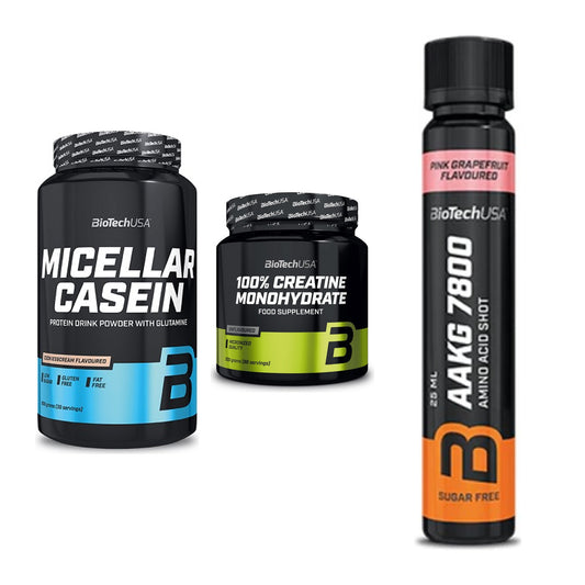 BioTech USA Marken-Trio: Micellar + Creatine + AAKG 7800 – alle enthaltenen Artikel
