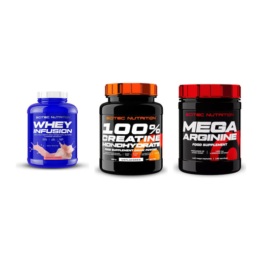 Scitec Nutrition Marken-Trio: Whey Infusio + Creatine + 1 weitere – alle enthaltenen Artikel