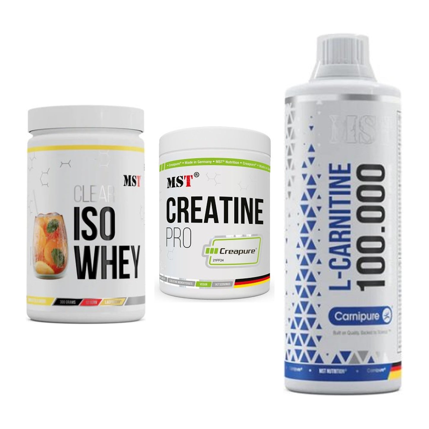 MST Marken-Trio: Iso Clear + Creatin Pro + L-Carnitine – alle enthaltenen Artikel