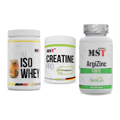 MST Marken-Trio: Iso Clear + Creatin Pro CREAPURE + ArgiZinc Forte – alle enthaltenen Artikel