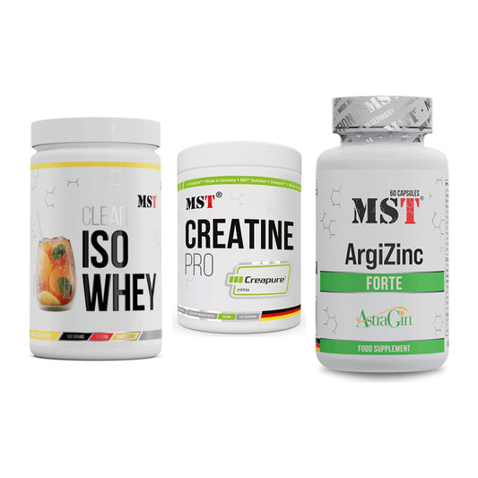 MST Marken-Trio: Iso Clear + Creatin Pro CREAPURE + ArgiZinc Forte – alle enthaltenen Artikel