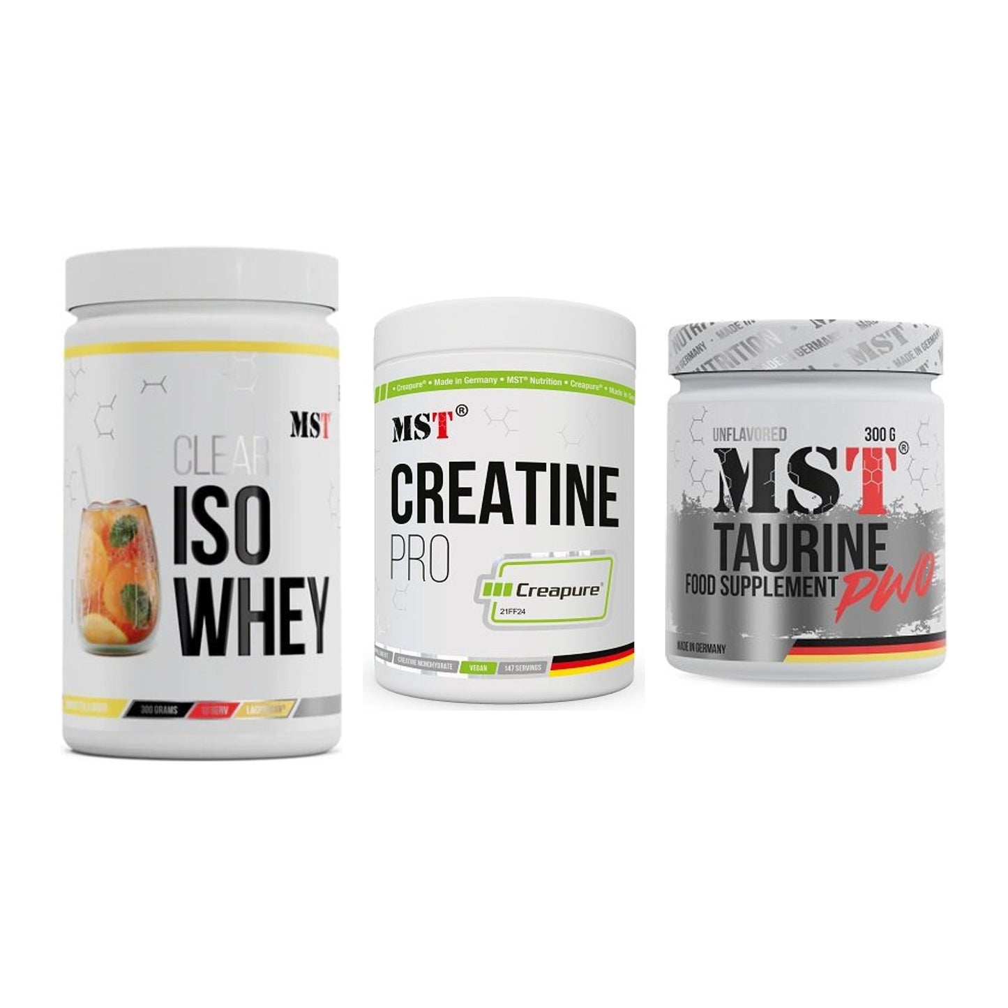 MST Marken-Trio: Iso Clear + Creatin Pro CREAPURE + Taurine – alle enthaltenen Artikel