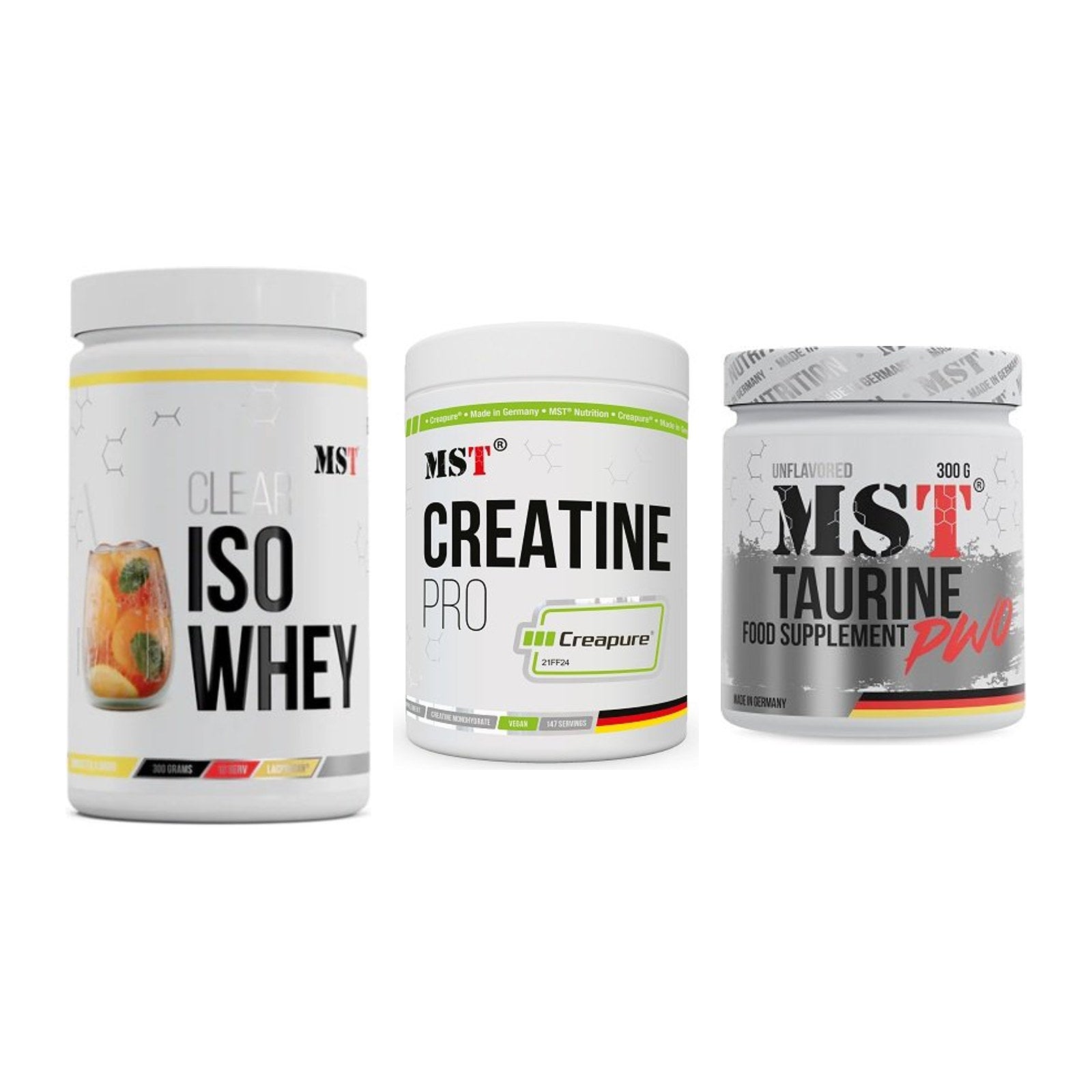 MST Marken-Trio: Iso Clear + Creatin Pro CREAPURE + Taurine – alle enthaltenen Artikel