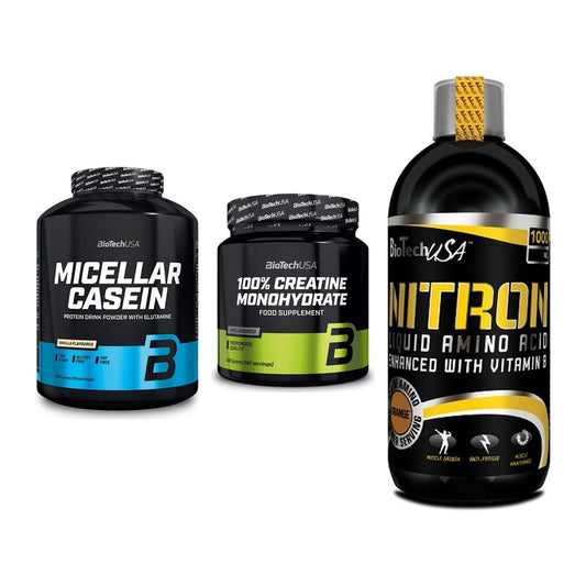 BioTech USA Marken-Trio: Micellar + Creatine + Liquid Amino – alle enthaltenen Artikel