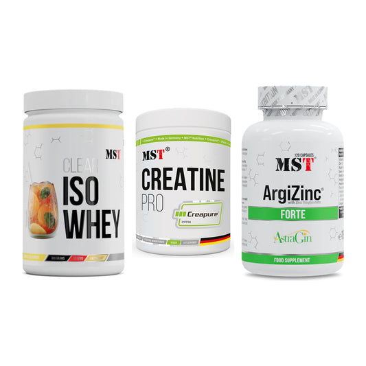 MST Marken-Trio: Iso Clear + Creatin Pro CREAPURE + ArgiZinc Forte – alle enthaltenen Artikel