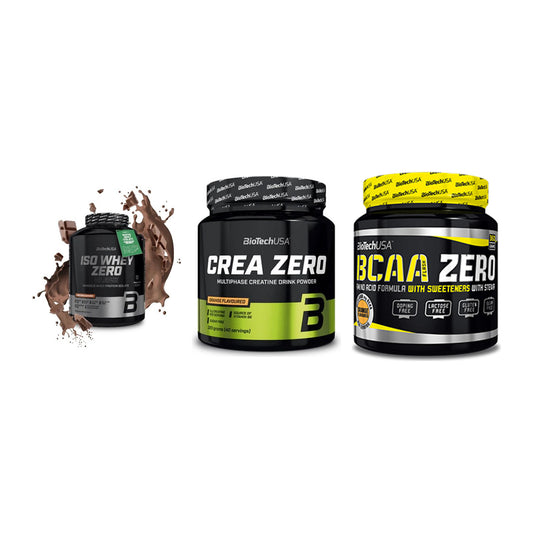 BioTech USA Marken-Trio: Iso Whey Zero Black + Crea Zero + BCAA Zero – alle enthaltenen Artikel