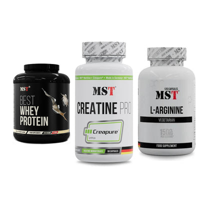 MST Marken-Trio: Best Whey + Creatine Pro + L-Arginine 120 – alle enthaltenen Artikel