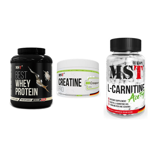MST Marken-Trio: Best Whey + Creatin Pro + L-Carnitine – alle enthaltenen Artikel