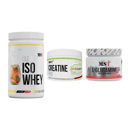 MST Marken-Trio: Iso Clear + Creatin Pro CREAPURE + Glutamine – alle enthaltenen Artikel