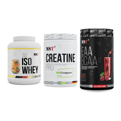 MST Marken-Trio: Iso Clear + Creatin Pro CREAPURE + EAA & BCAA – alle enthaltenen Artikel