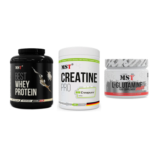 MST Marken-Trio: Best Whey + Creatin Pro + Glutamine – alle enthaltenen Artikel