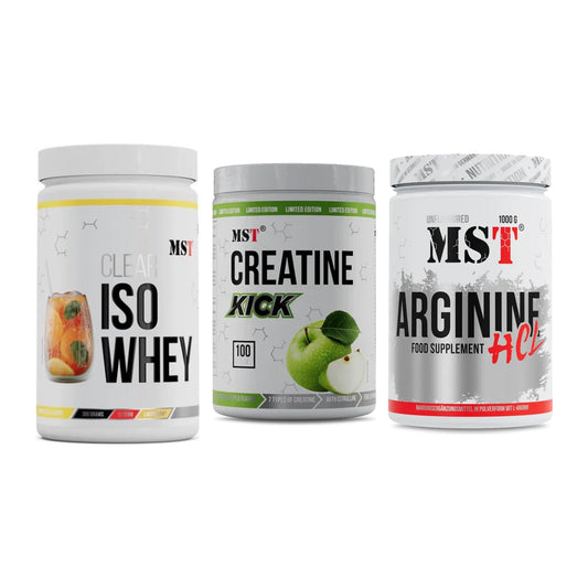 MST Marken-Trio: Iso Clear + Creatine Kick + Arginine HCL – alle enthaltenen Artikel