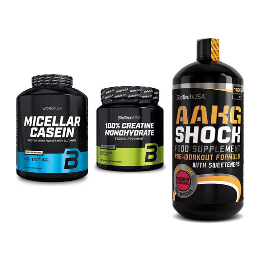 BioTech USA Marken-Trio: Micellar + Creatine + AAKG Shock – alle enthaltenen Artikel