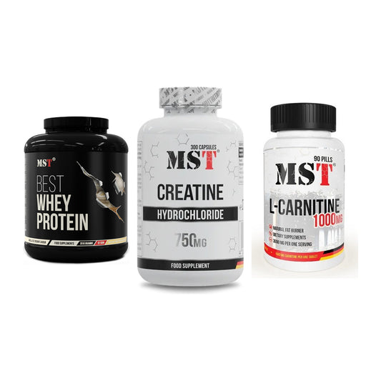 MST Marken-Trio: Best Whey + Creatine HCL + L-Carnitine – alle enthaltenen Artikel