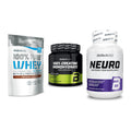 BioTech USA Marken-Trio: 100% Pure Whey + Creatine Monohydrate + Neuro – alle enthaltenen Artikel