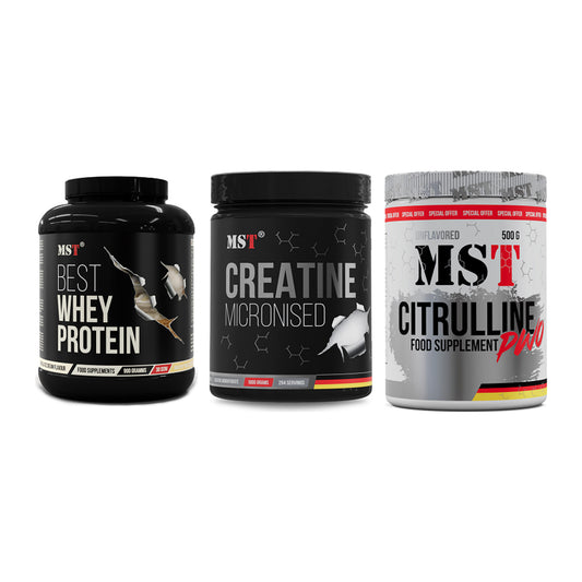 MST Marken-Trio: Best Whey + Creatin Monohyd + Citrulline – alle enthaltenen Artikel