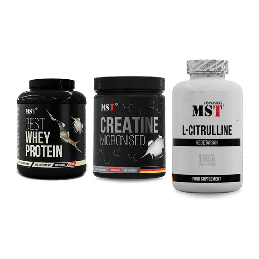 MST Marken-Trio: Best Whey Protein + Creatin Monohydrate + Citrulline – alle enthaltenen Artikel