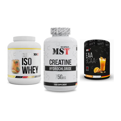 MST Marken-Trio: Iso Clear + Creatine HCL + EAA & BCAA – alle enthaltenen Artikel