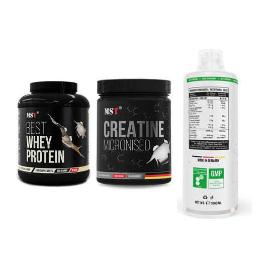 MST Marken-Trio: Best Whey + Creatin Monohyd + L-Carnitine – alle enthaltenen Artikel
