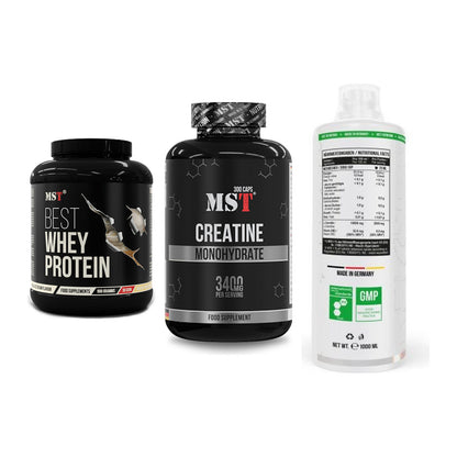 MST Marken-Trio: Best Whey + Creatine + L-Carnitine – alle enthaltenen Artikel