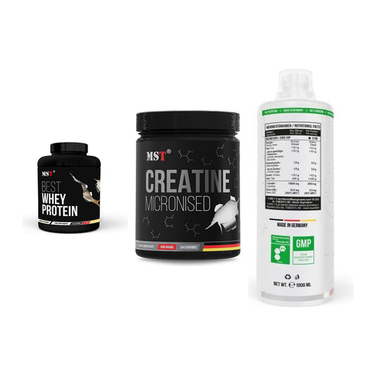 MST Marken-Trio: Best Whey + Creatin Monohyd + L-Carnitine – alle enthaltenen Artikel
