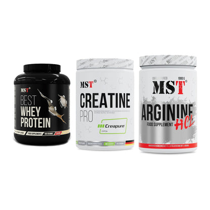 MST Marken-Trio: Best Whey + Creatin Pro + Arginine HCL – alle enthaltenen Artikel