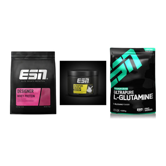 ESN Marken-Trio: Designer Whey + Ultrapure Creatine + 1 weitere – alle enthaltenen Artikel