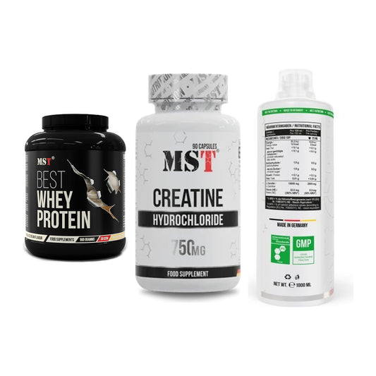 MST Marken-Trio: Best Whey + Creatin HCL + L-Carnitine – alle enthaltenen Artikel