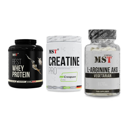 MST Marken-Trio: Best Whey + Creatin Pro + Arginin AAKG – alle enthaltenen Artikel