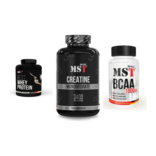 MST Marken-Trio: Best Whey + Creatine + BCAA 1000 (90 – alle enthaltenen Artikel