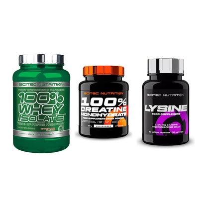 Scitec Nutrition Marken-Trio: Whey Isolate + Creatine + 1 weitere – alle enthaltenen Artikel
