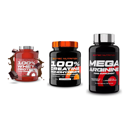 Scitec Nutrition Marken-Trio: 100% Whey + Creatine + 1 weitere – alle enthaltenen Artikel