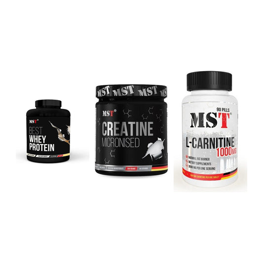 MST Marken-Trio: Best Whey + Creatin Monohyd + L-Carnitine – alle enthaltenen Artikel