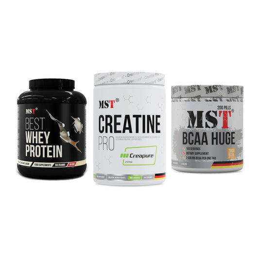 MST Marken-Trio: Best Whey + Creatin Pro + BCAA Huge 200 – alle enthaltenen Artikel