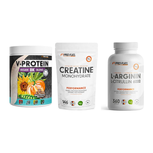 ProFuel Marken-Trio: V-Protein + Creatine + L-Arginin – alle enthaltenen Artikel