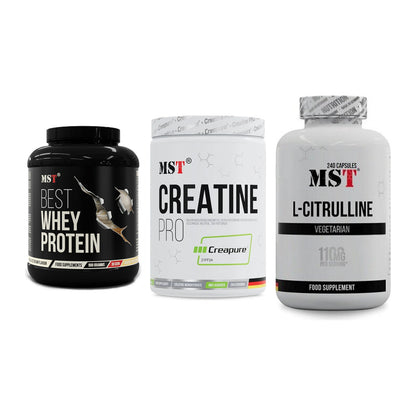 MST Marken-Trio: Best Whey Protein + Creatin Pro CREAPURE + Citrulline – alle enthaltenen Artikel