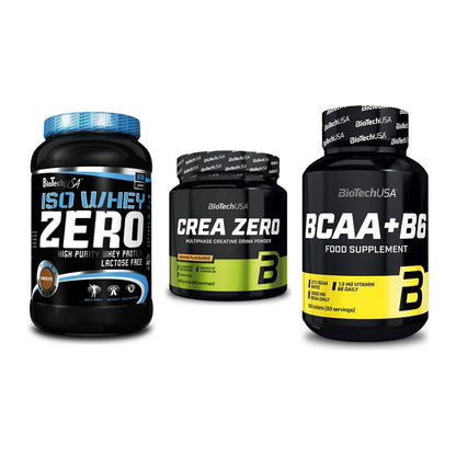 BioTech USA Marken-Trio: Iso Whey Zero + Crea Zero + BCAA+B6 100 Tabl – alle enthaltenen Artikel