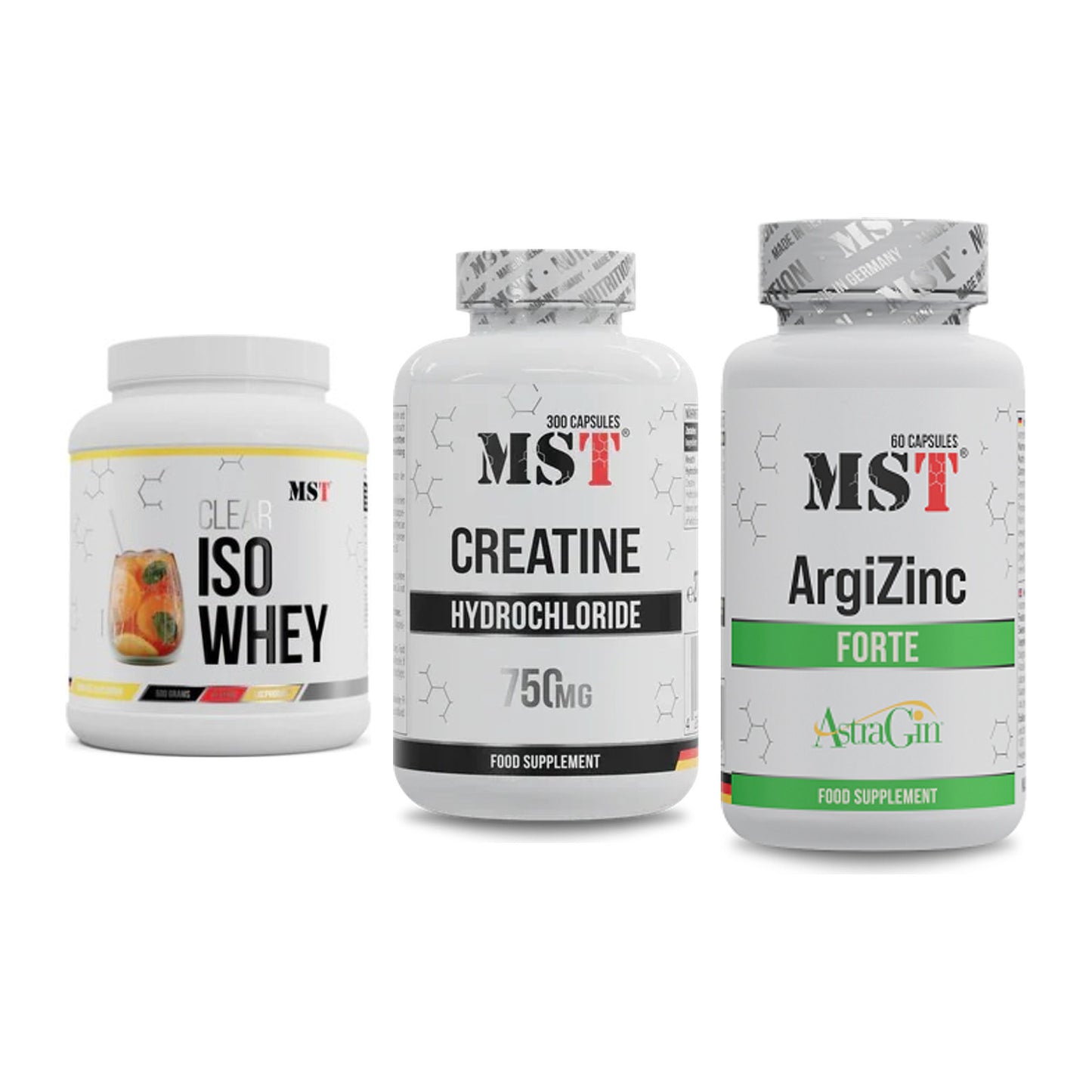 MST Marken-Trio: Iso Clear + Creatine HCL + ArgiZinc Forte – alle enthaltenen Artikel