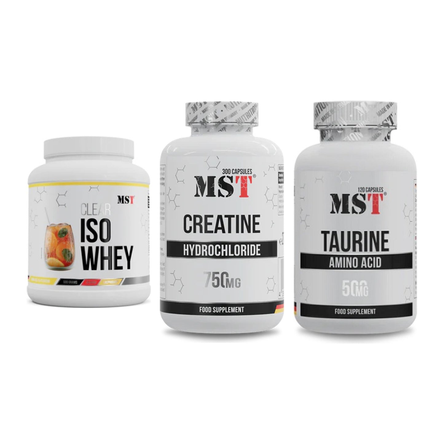 MST Marken-Trio: Iso Clear + Creatine HCL + Taurine – alle enthaltenen Artikel