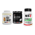MST Marken-Trio: Iso Clear + Creatin Monohyd + Vitamin D3 – alle enthaltenen Artikel