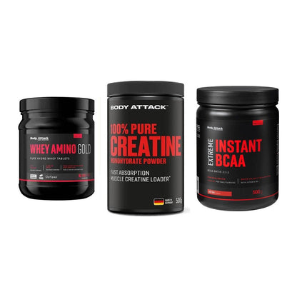 Body Attack Marken-Trio: Attack Whey + Attack 100% + Attack Instan – alle enthaltenen Artikel
