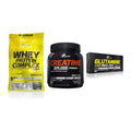 Olimp Marken-Trio: Whey Protein + Creatine Xplode + L-Glutamine – alle enthaltenen Artikel