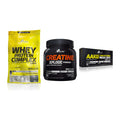 Olimp Marken-Trio: Whey Protein + Creatine Xplode + AAKG Extreme – alle enthaltenen Artikel