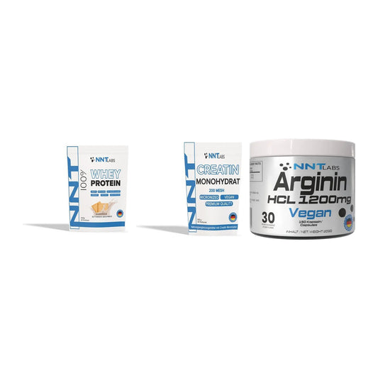 NNT Labs Marken-Trio: Whey + Creatin Monohydrat + Arginin HCL 1200 mg – alle enthaltenen Artikel