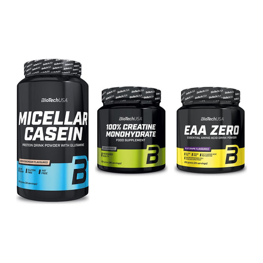 BioTech USA Marken-Trio: Micellar + Creatine + EAA Zero – alle enthaltenen Artikel