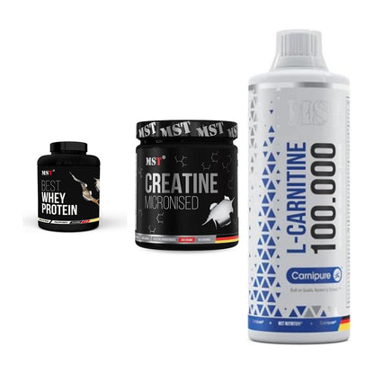 MST Marken-Trio: Best Whey + Creatin Monohyd + L-Carnitine – alle enthaltenen Artikel