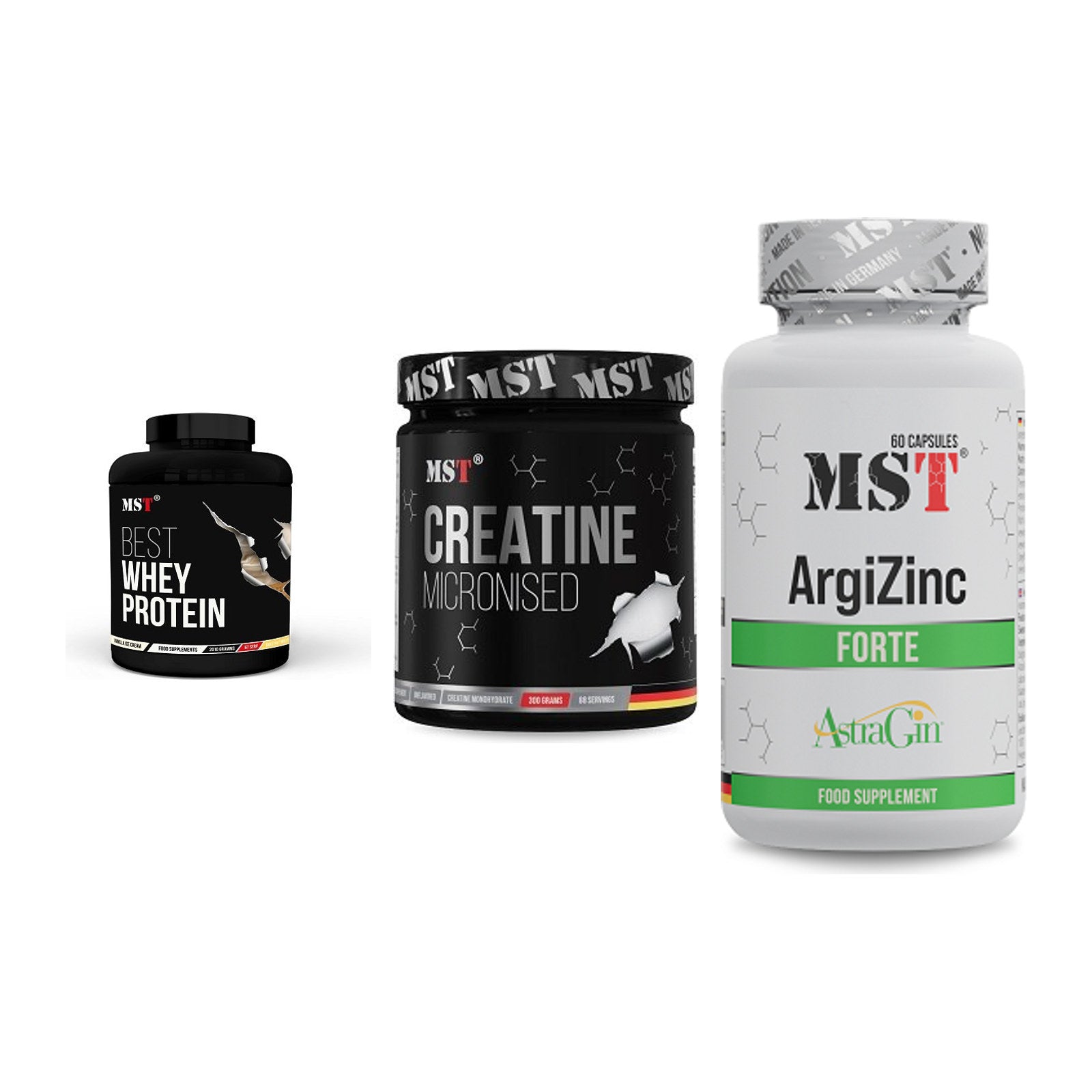 MST Marken-Trio: Best Whey + Creatin Monohyd + ArgiZinc Forte – alle enthaltenen Artikel